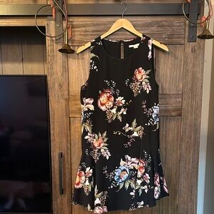 Elegant Floral Black Mini Dress